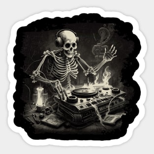 DJ Skeleton Death Music Sticker